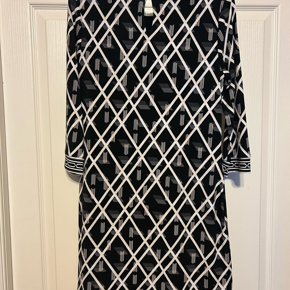 White House Black Market Black and White Geometric Dress